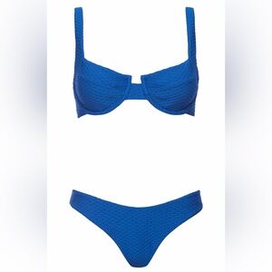 Blue Textured Underwire Bikini Set